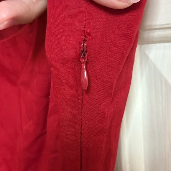 VTG Anthropologie Maeve Silk/Cotton Red Tie Back Knee Length Dress - Picture 6 of 6